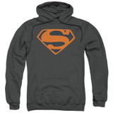 Superman Vintage Shield Collage Adult Pullover Hoodie Sweatshirt Charcoal