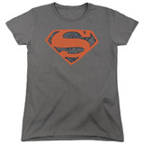 Superman Vintage Shield Collage S/S Women's T-Shirt Charcoal