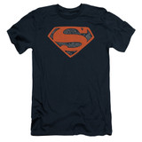 Superman Vintage Shield Collage Adult 30/1 T-Shirt Navy