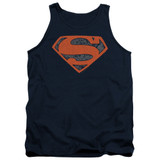 Superman Vintage Shield Collage Adult Tank Top T-Shirt Navy