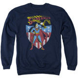 Superman All American Adult Crewneck Sweatshirt Navy