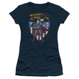 Superman All American Junior Women's Sheer T-Shirt Navy