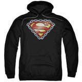 Superman Chained Shield Adult Pullover Hoodie Sweatshirt Black