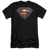 Superman Chained Shield Premium Canvas Adult Slim Fit 30/1 T-Shirt Black