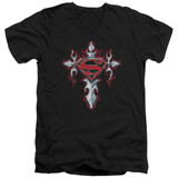 Superman Gothic Steel Logo Adult V-Neck T-Shirt Black