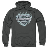 Superman Man Of Steel Shield Adult Pullover Hoodie Sweatshirt Charcoal