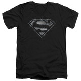 Superman Barbed Wire Adult V-Neck T-Shirt Black