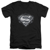 Superman Biker Metal Adult V-Neck T-Shirt Black