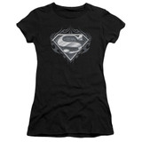 Superman Biker Metal Junior Women's Sheer T-Shirt Black