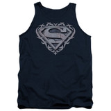 Superman Tribal Steel Shield Adult Tank Top T-Shirt Navy