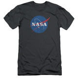 NASA Meatball Logo Distressed Adult 30/1 T-Shirt Charcoal