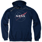 NASA Distressed Logo Adult Pullover Hoodie Sweatshirt Navy