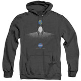 NASA Moon Landing Simple Adult Heather Hoodie Sweatshirt Black