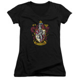 Harry Potter Gryffindor Crest Junior Women's V-Neck T-Shirt  Black