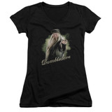 Harry Potter Dumbledore Wand Junior Women's V-Neck T-Shirt  Black