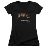 Harry Potter Burning Hogwarts Junior Women's V-Neck T-Shirt Black