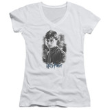 Harry Potter Harry In The Woods Junior Women's V-Neck T-Shirt White