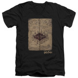 Harry Potter Marauders Map Adult V-Neck T-Shirt 30/1 Black