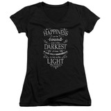 Harry Potter Happiness Junior Women's V-Neck T-Shirt Black