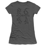 Harry Potter Literary Crests Junior Women's T-Shirt Charcoal