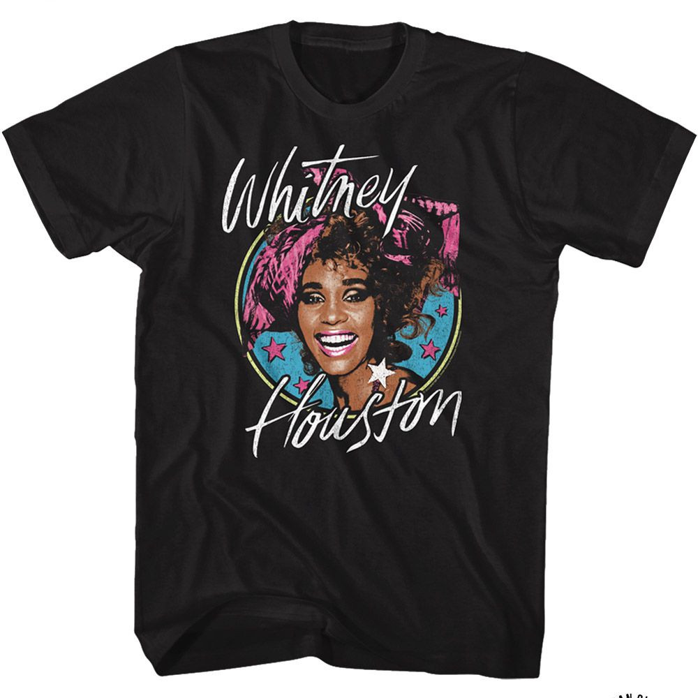 T-shirt Femme Whitney Houston - Motif Photo Noir Et Blanc Officiel, Coupe Skinny Fit, 100% Coton