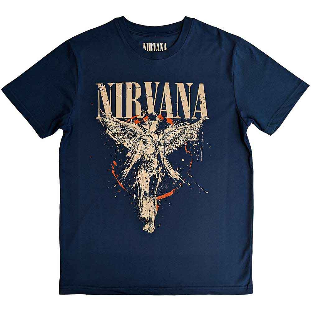 Maglietta Nirvana Ufficiale – Sitting Band Logo – Unisex – Nero Distressed – 60% Cotone Riciclato - 2