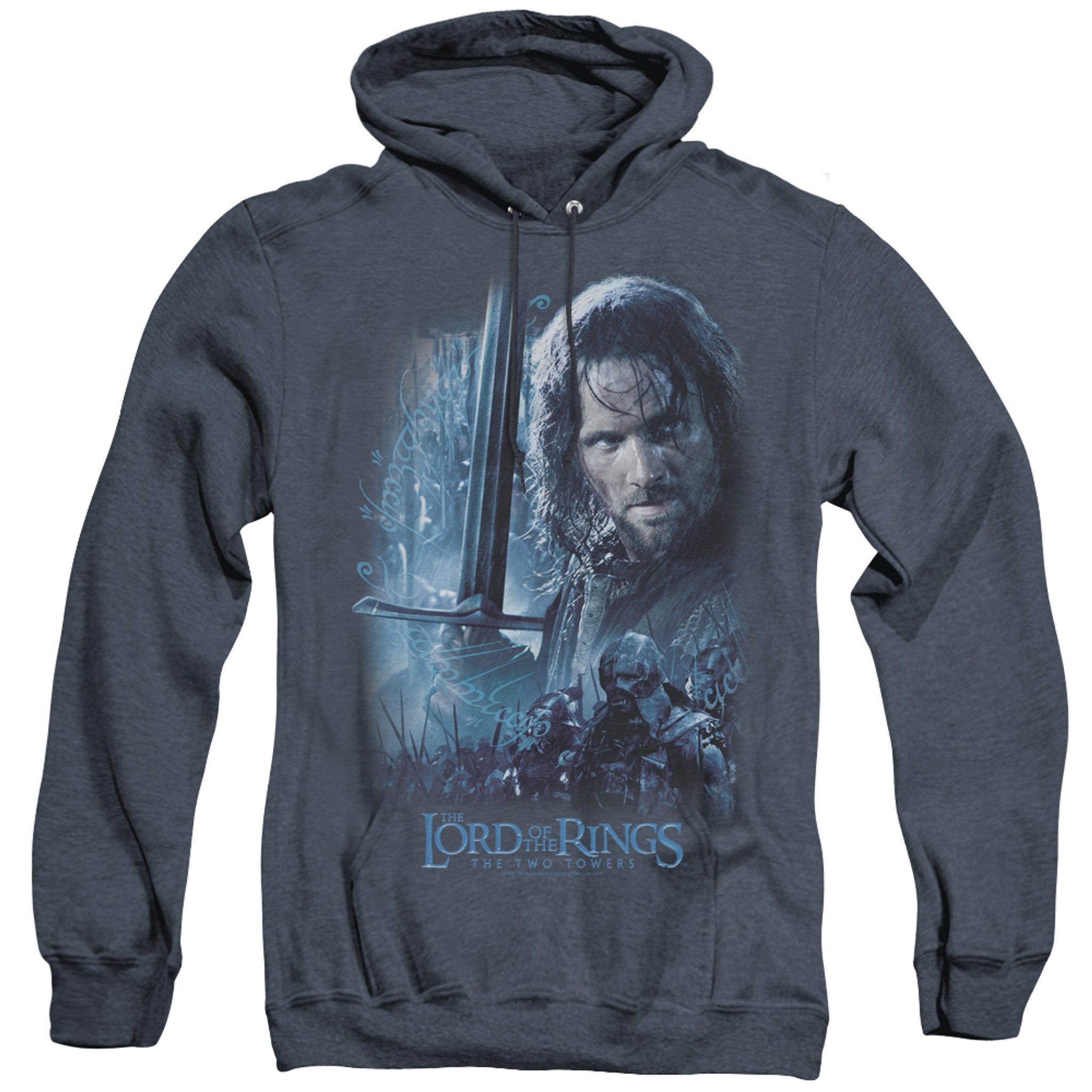 Lord Of The Rings King In The Making Adult Heather Hoodie Sweatshirt Navy