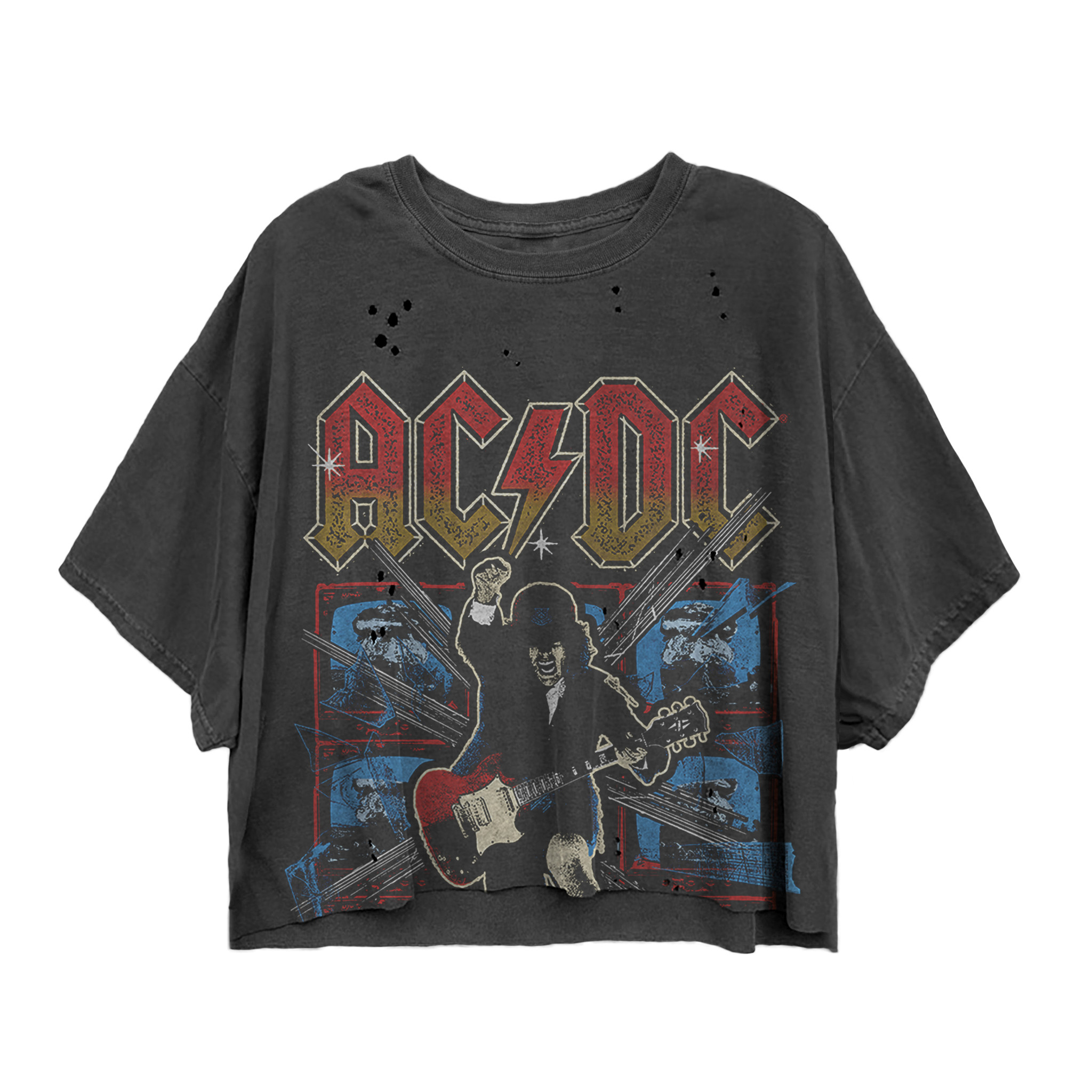 AC/DC Blow Up High Contrast Women's Vintage Crop Top T-Shirt