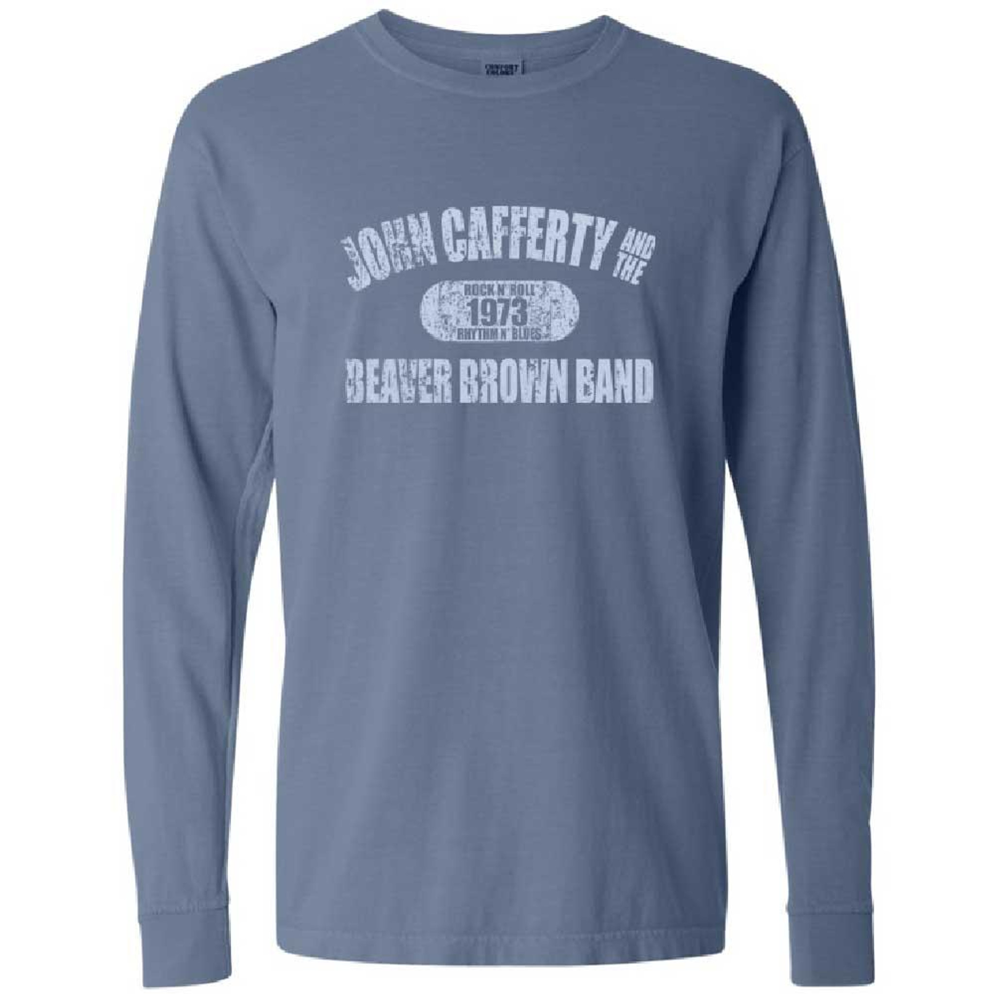 John Cafferty Distressed 1973 Logo Blue Long Sleeve T-Shirt
