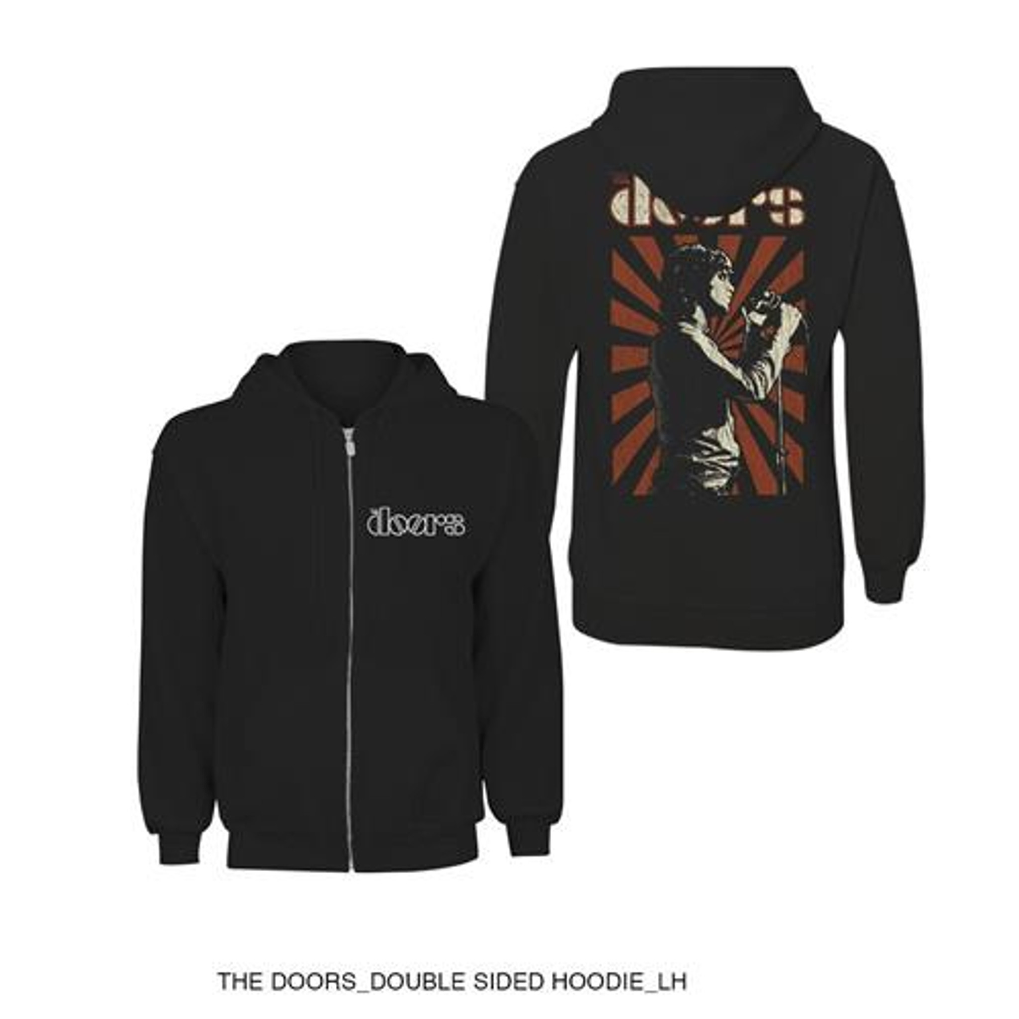 The Doors Unisex Zipped Hoodie Sweatshirt Lizard King (Back Print)