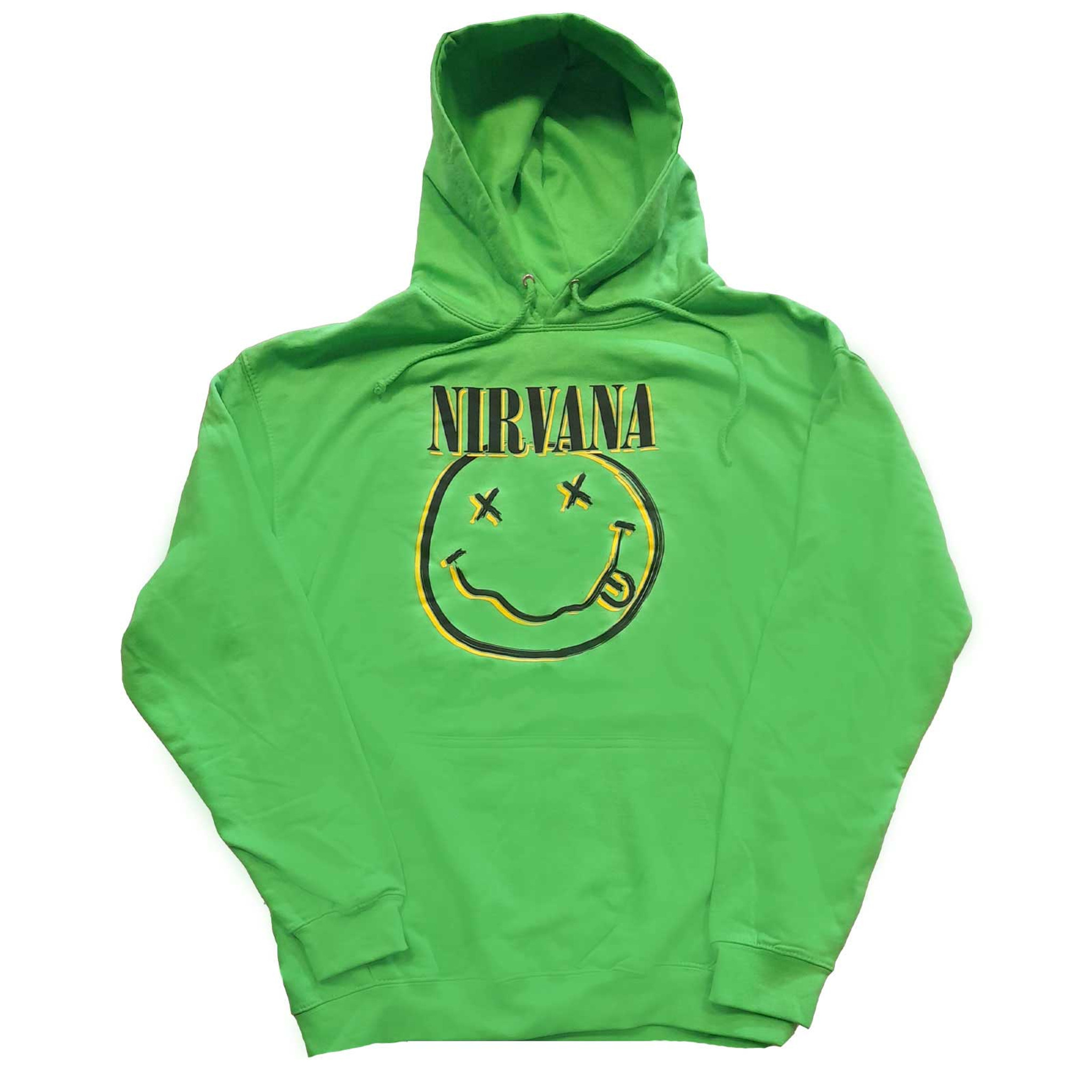 Nirvana Unisex Pullover Hoodie Sweatshirt Inverse Smiley Green