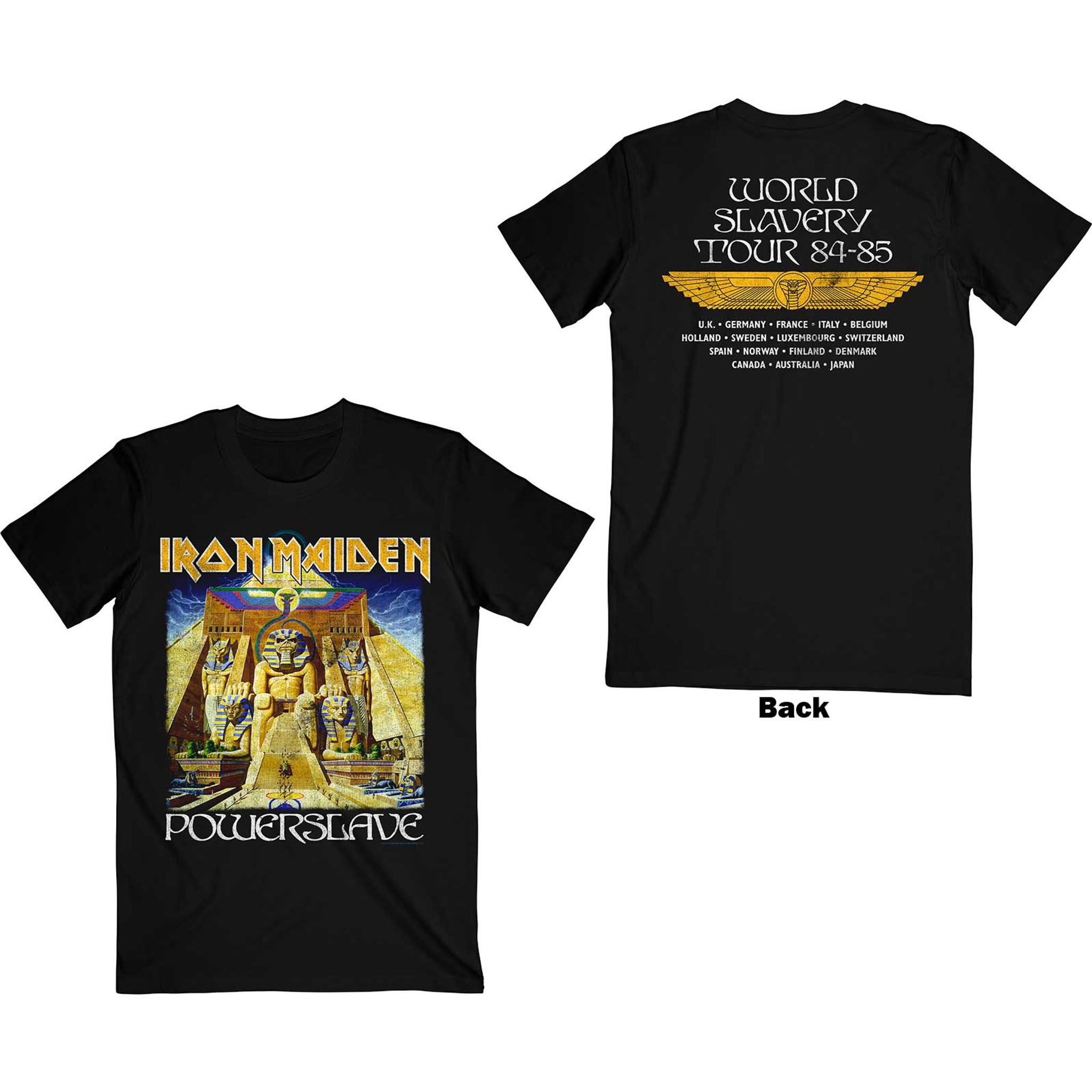 Iron Maiden Unisex T-Shirt Powerslave World Slavery Tour (Back Print)