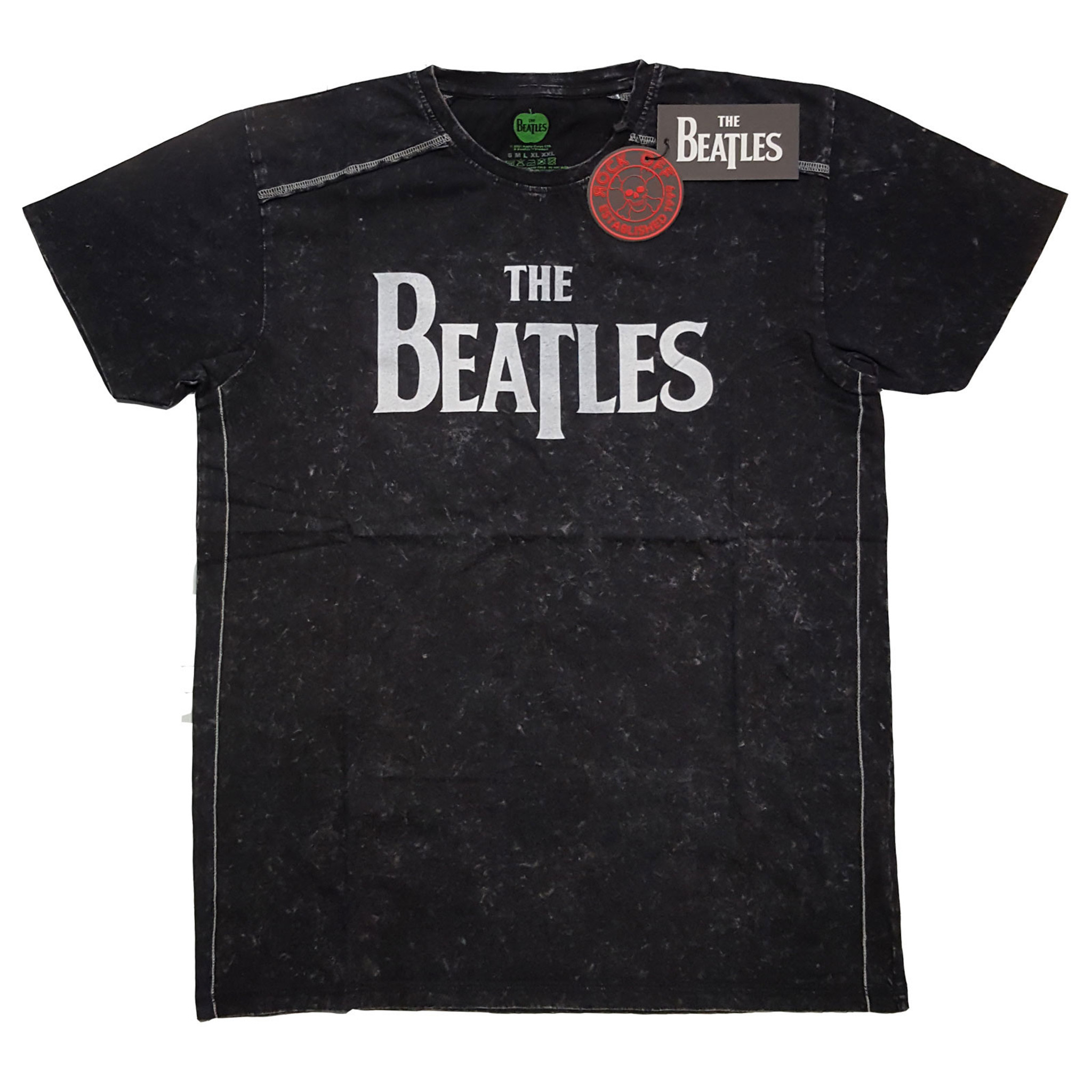 The Beatles Unisex T Shirt Drop T Logo Wash Collection Black