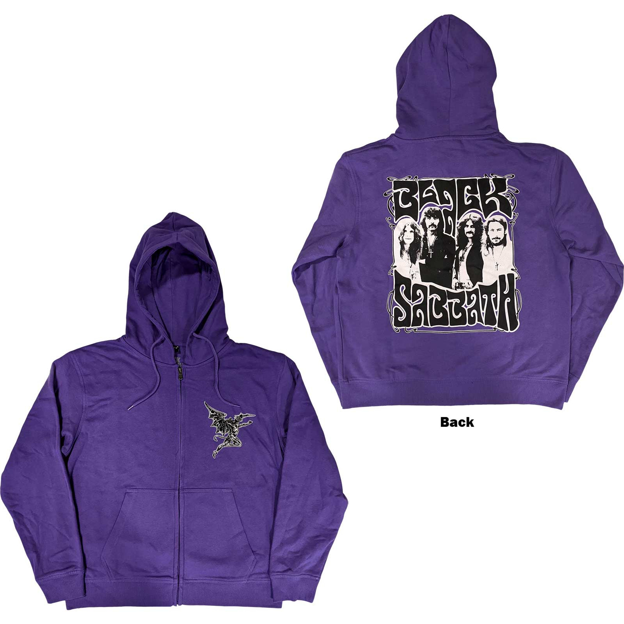 Black Sabbath Unisex Zipped Hoodie Sweatshirt Henry Pocket Logo (Back Print)