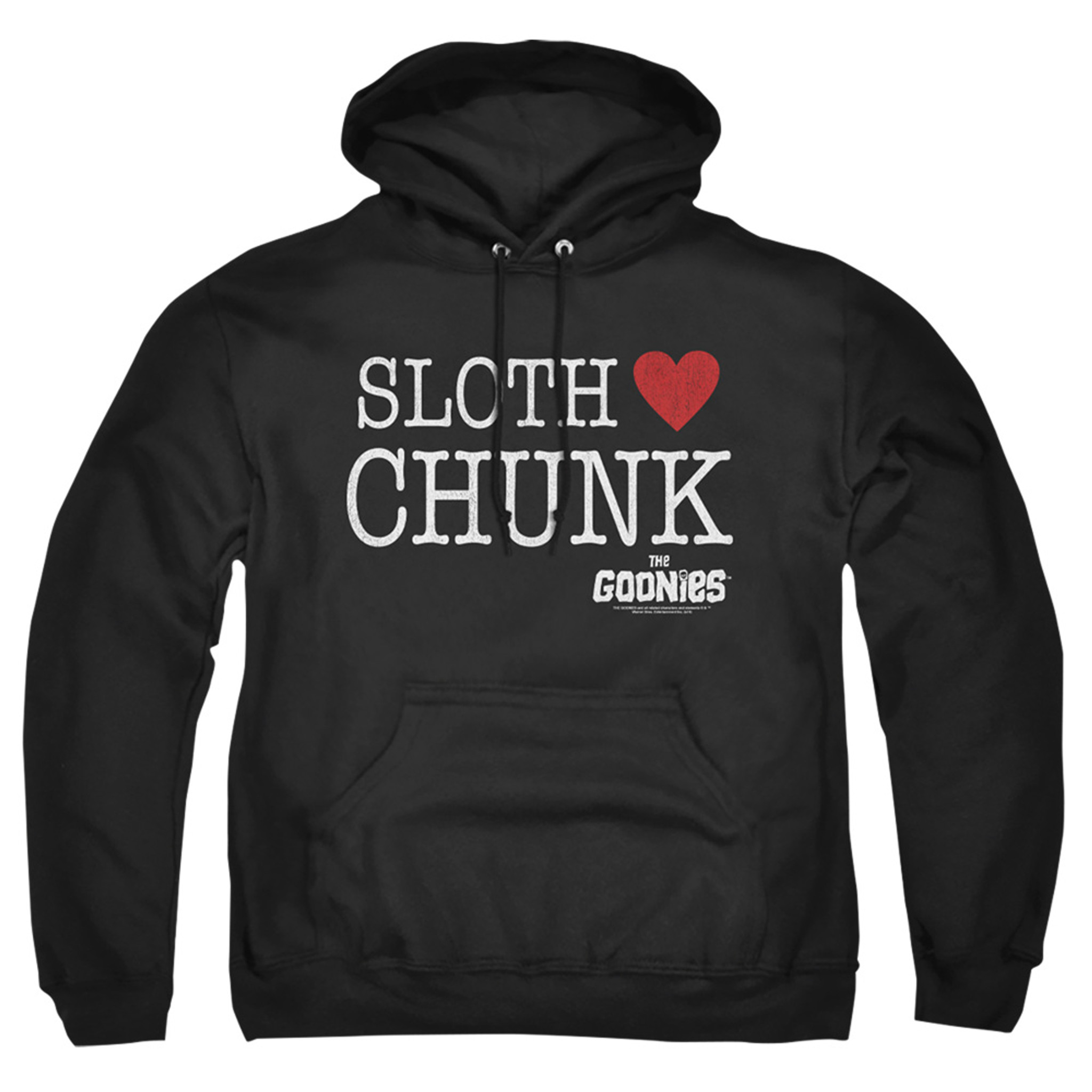 The Goonies Sloth Heart Chunk Adult Pullover Hoodie Sweatshirt Black