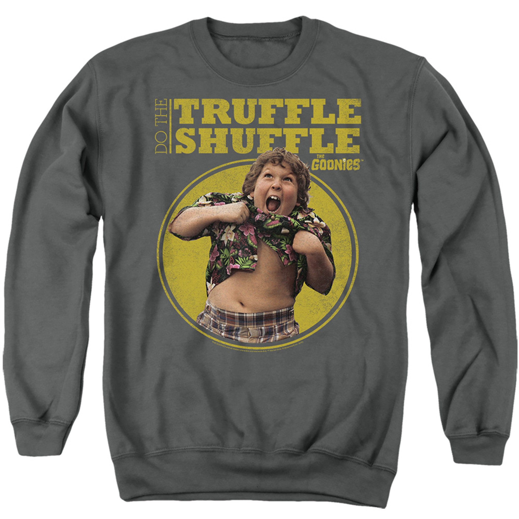 The Goonies Chunk Truffle Shuffle Adult Crewneck Sweatshirt Charcoal