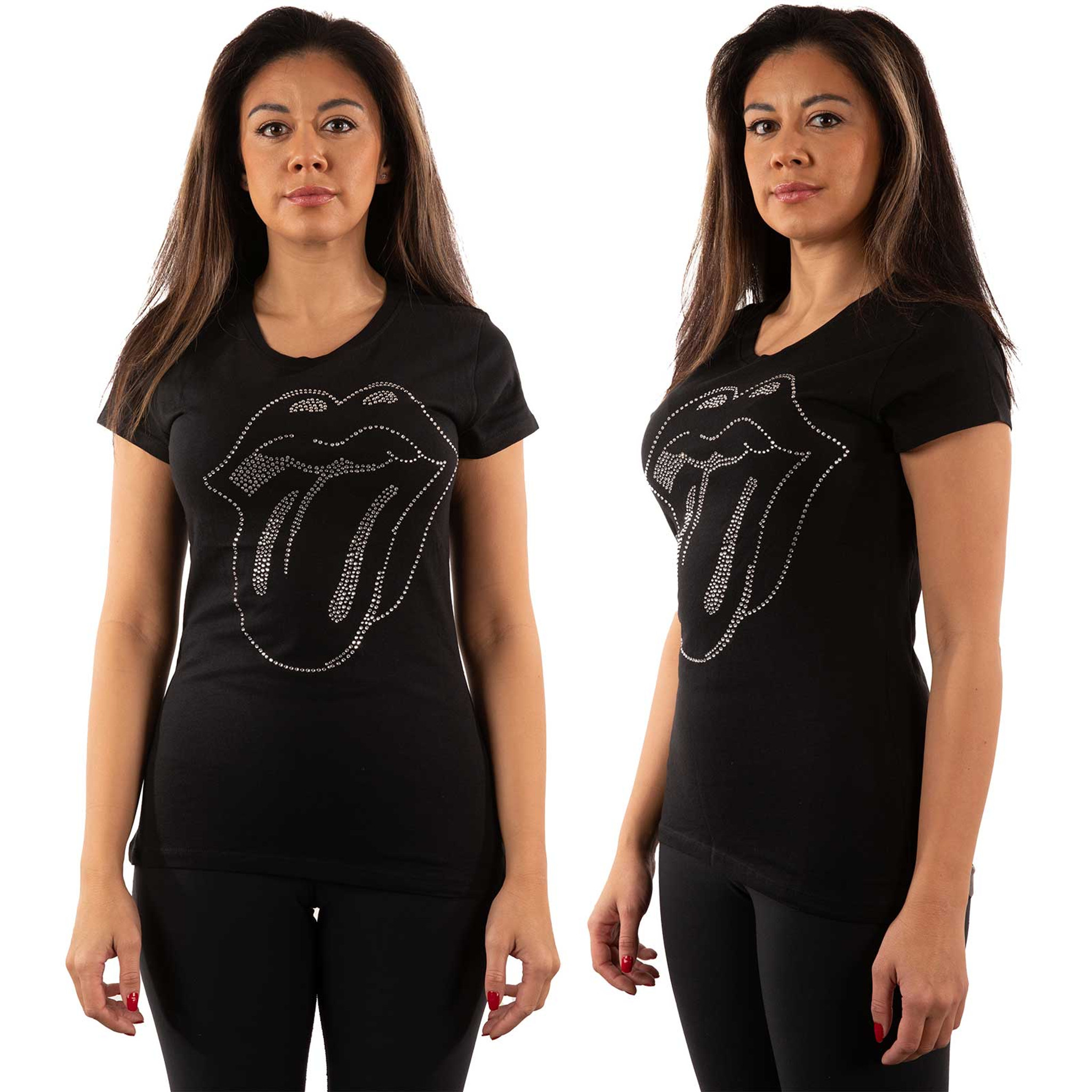 The Rolling Stones Womens Embellished T Shirt Tongue 0595