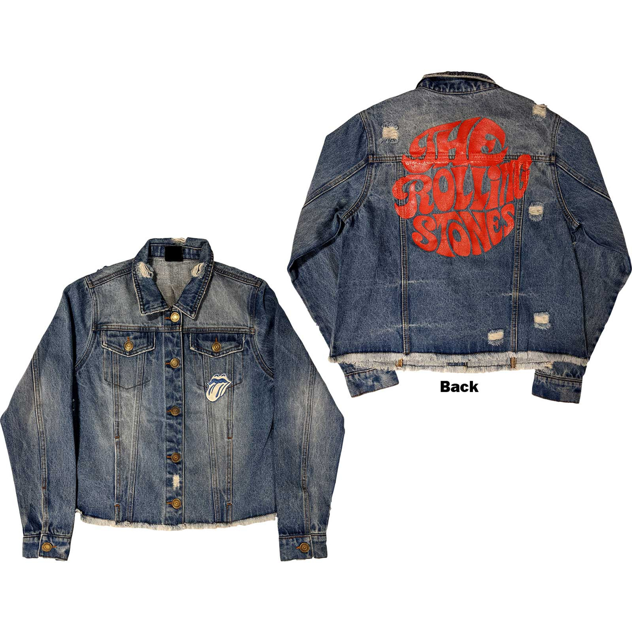 The Rolling Stones Ladies Denim Jacket: Script (Back Print) (XX-Large) -  PLUGGED SWEDEN