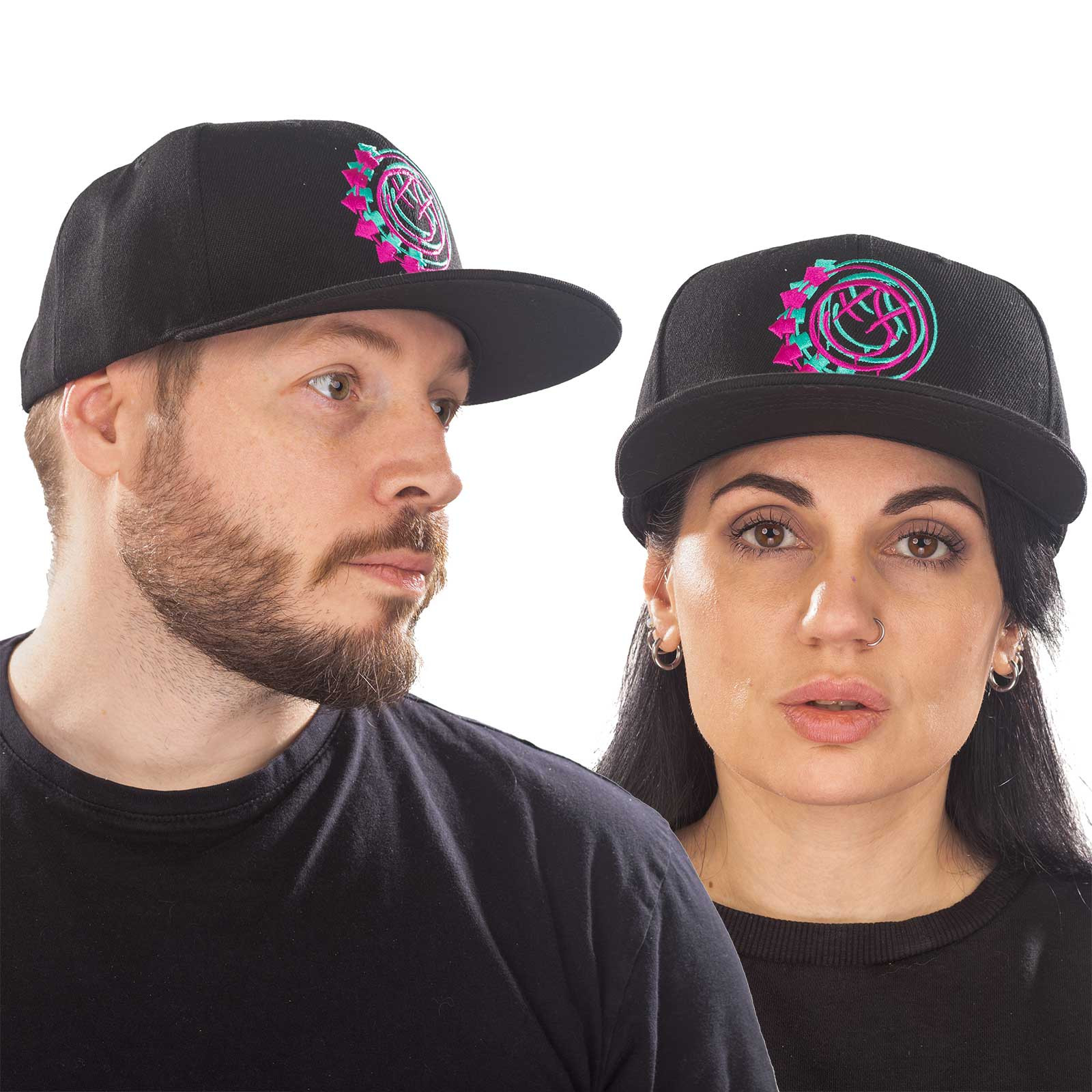 帽子 blink 182 Blink 182 Mens Trucker Hat Pink Snapback Retro Logo Baseball Cap