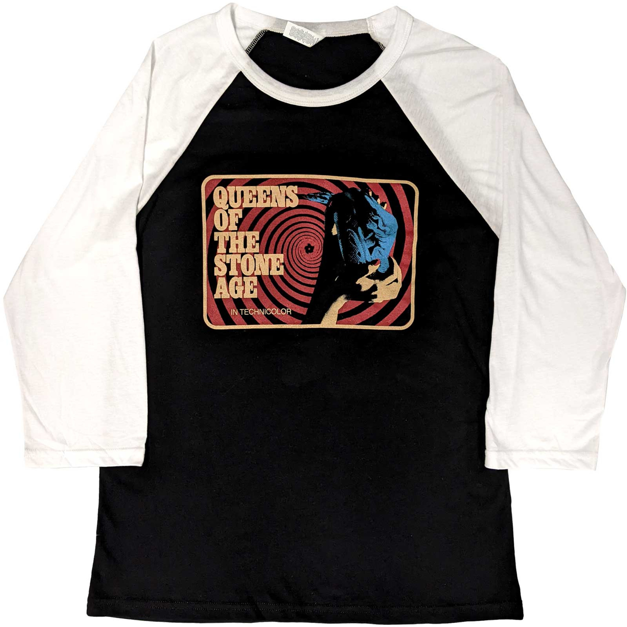 Queens Of The Stone Age Unisex Raglan T-Shirt In Technicolour (Ex