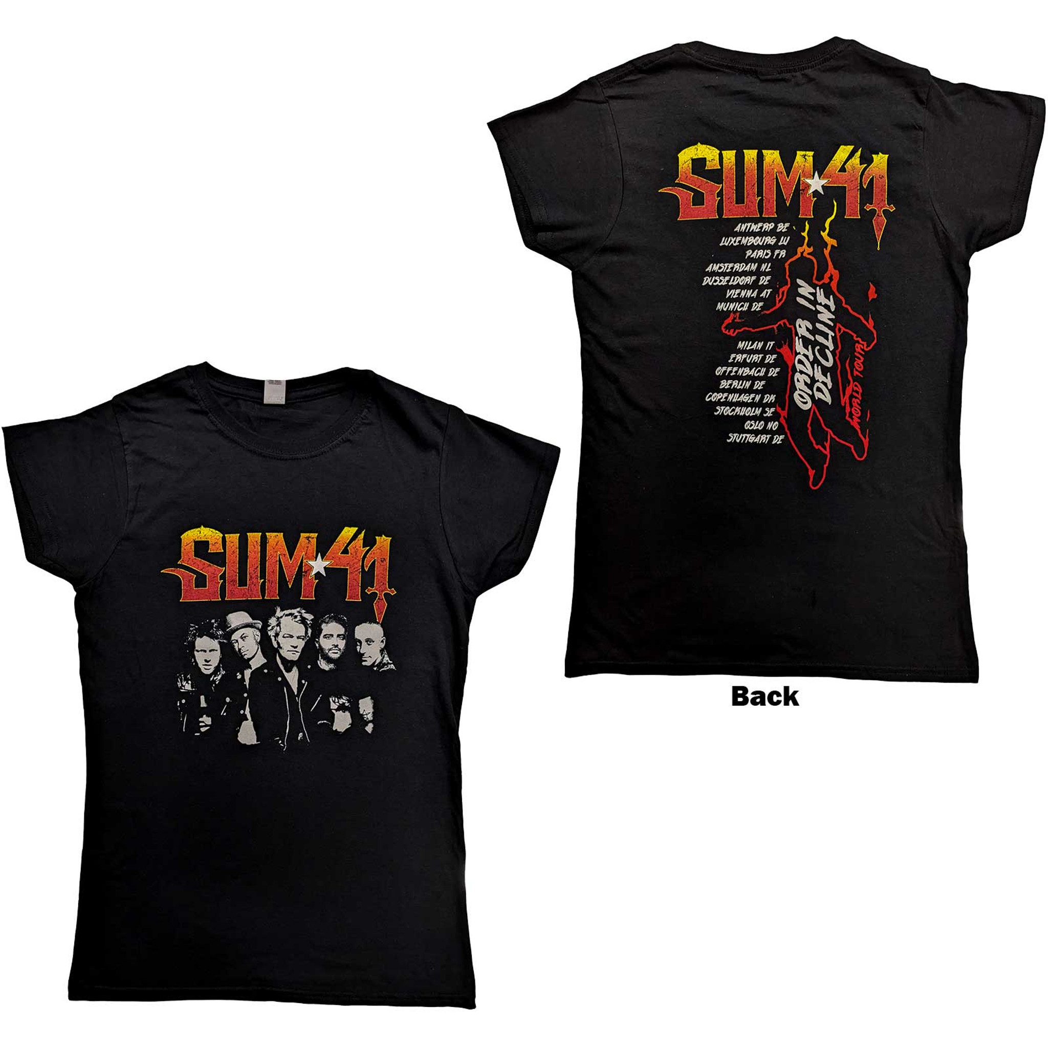 Sum 41 Women's T-Shirt Order In Decline Tour 2020 Band Photo (Back