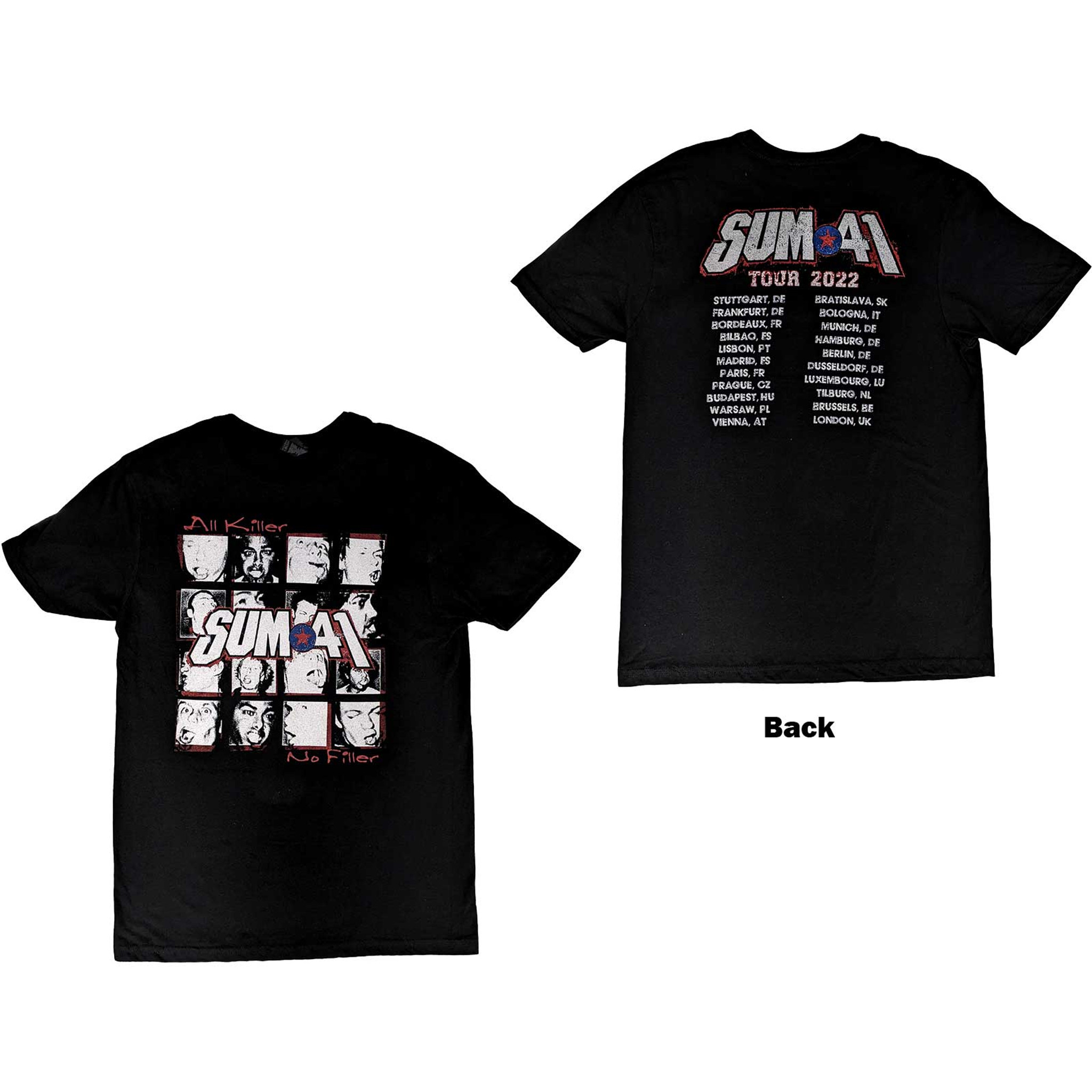 Sum 41 Unisex T-Shirt All Killer No Filler European Tour 2022 (Back Print)  (Ex-Tour)