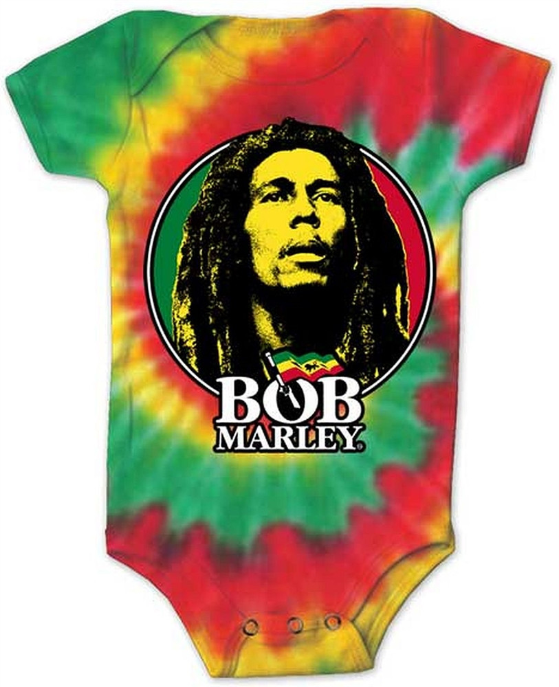 Bob Marley Logo Circle Tye Dye Infant Baby Romper T Shirt