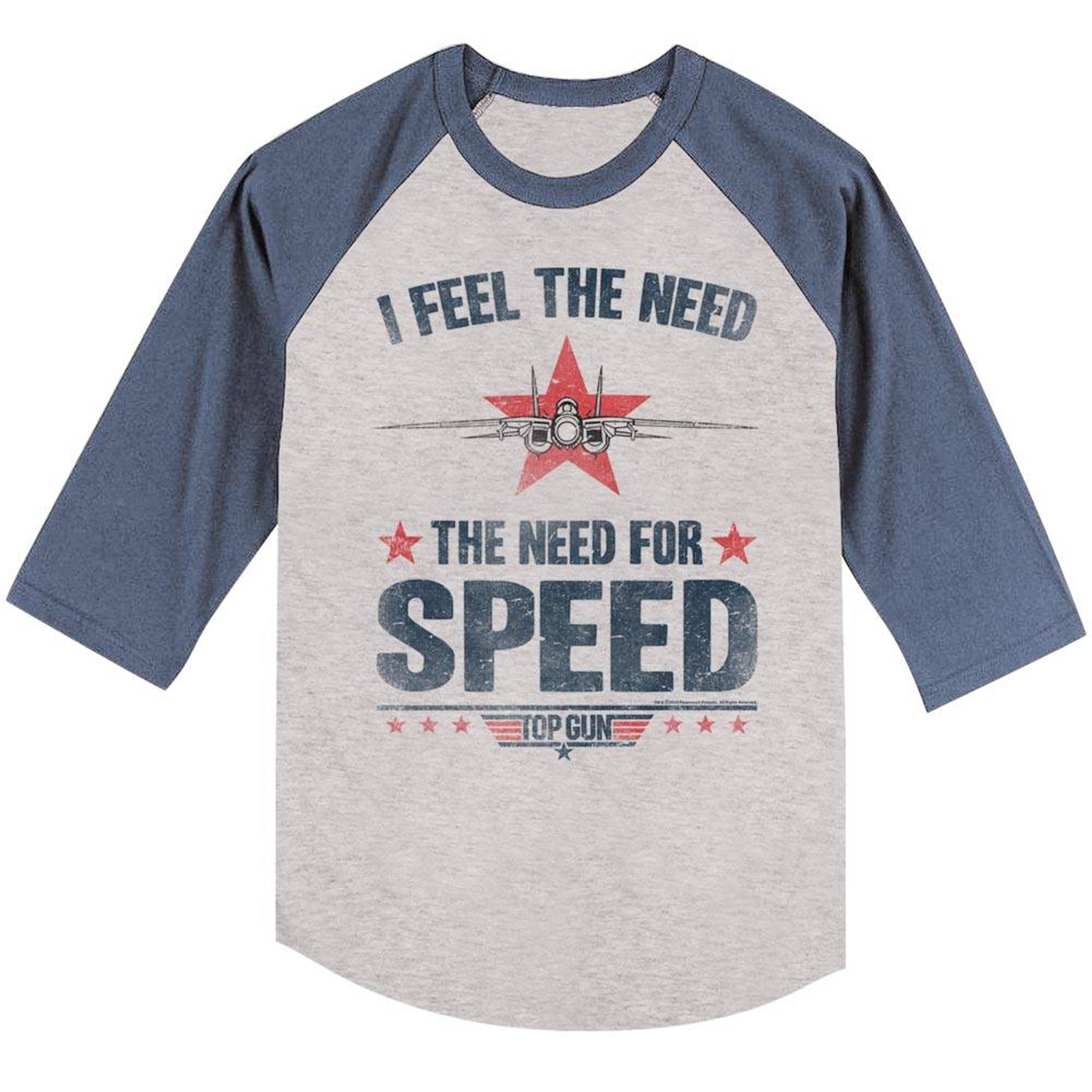 Top Gun Needing Speed Gray Heather/Blue Heather Adult 3/4 Sleeve