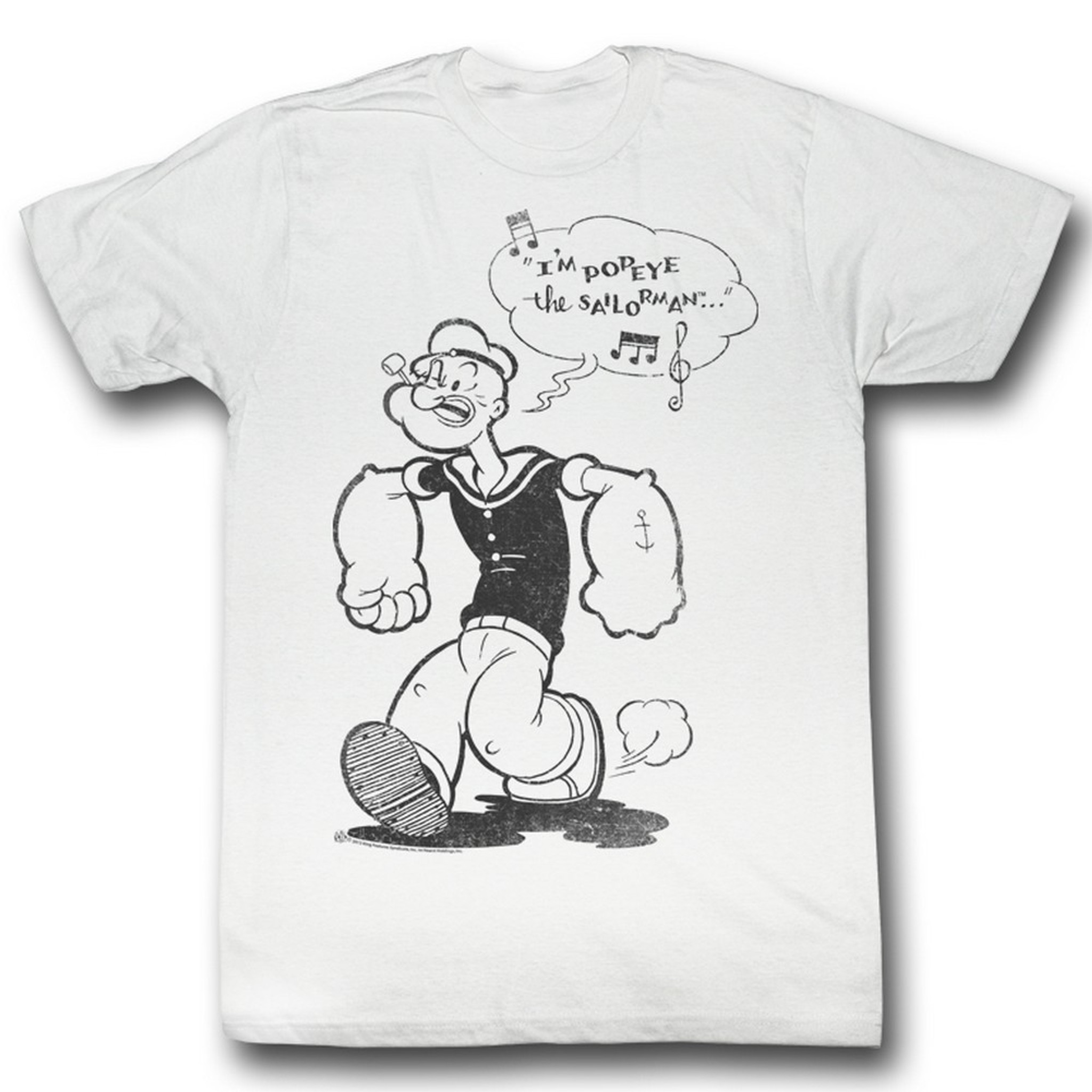 Popeye Sailor Man White Adult T-Shirt