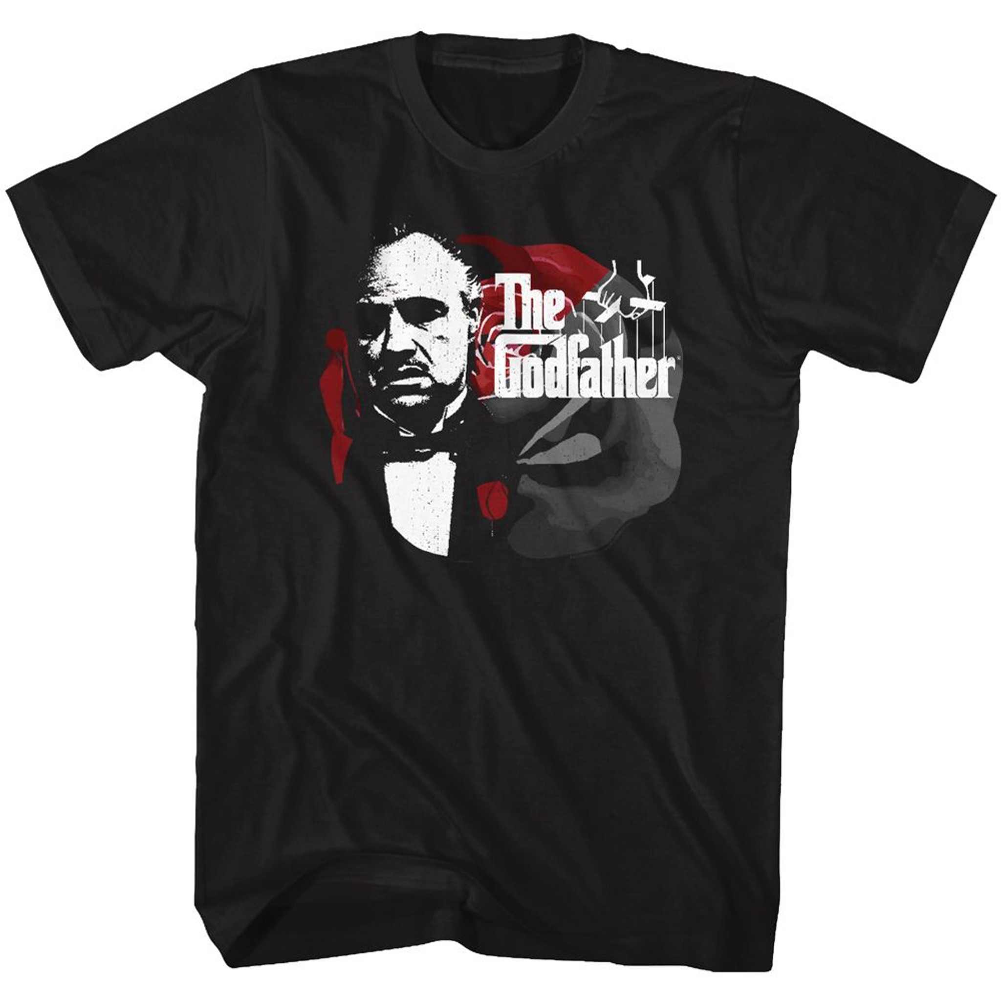 Godfather Rose And Logo Black Adult T-Shirt