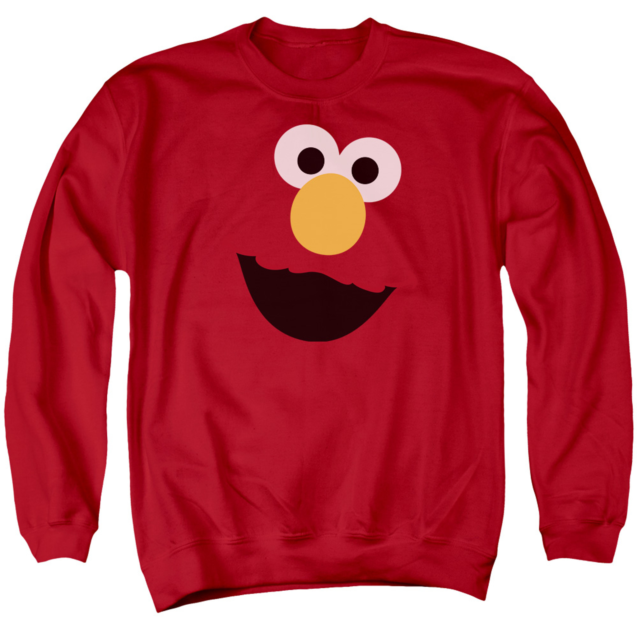 Sesame Street Elmo Face Adult Crewneck Sweatshirt Red