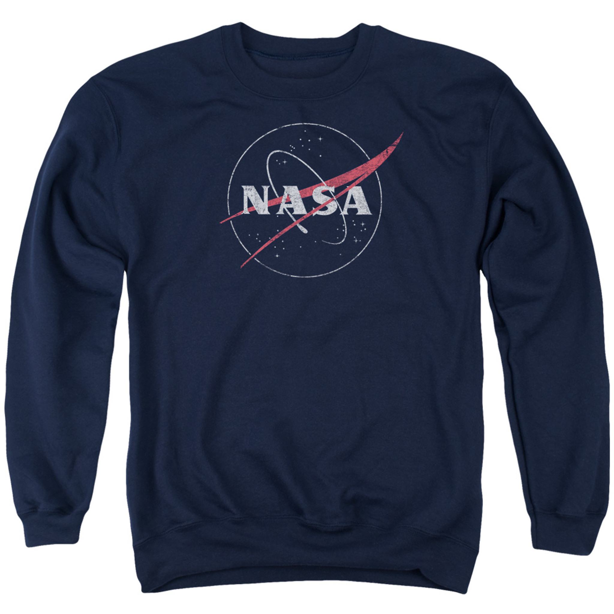 NASA Distressed Logo Adult Crewneck Sweatshirt Navy