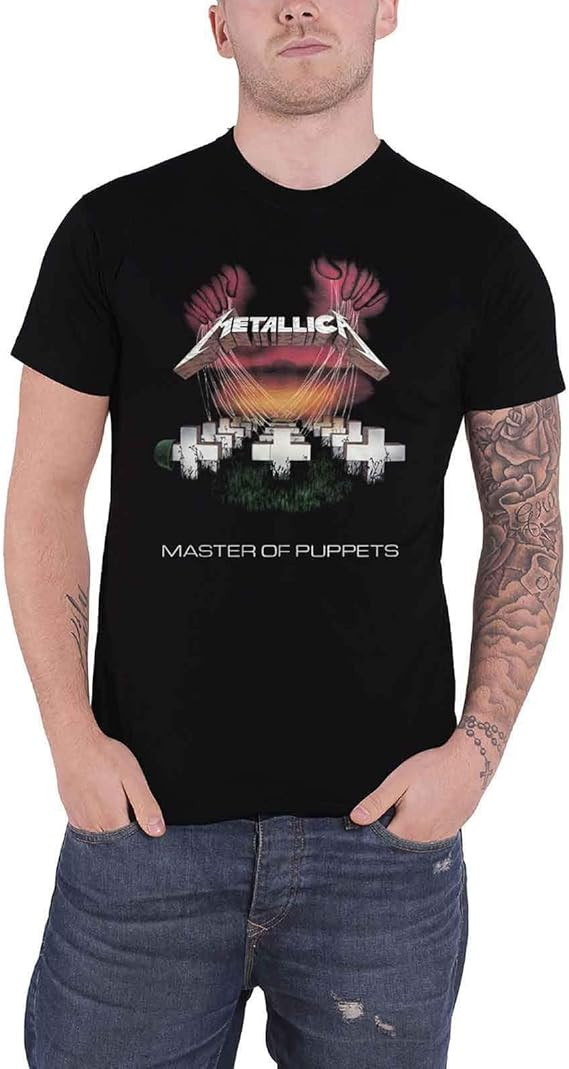 Maglietta Metallica Ufficiale Master Of Puppets: T-Shirt Uomo Bianca Con Logo Della Band, Nuova, Cotone, Lavabile