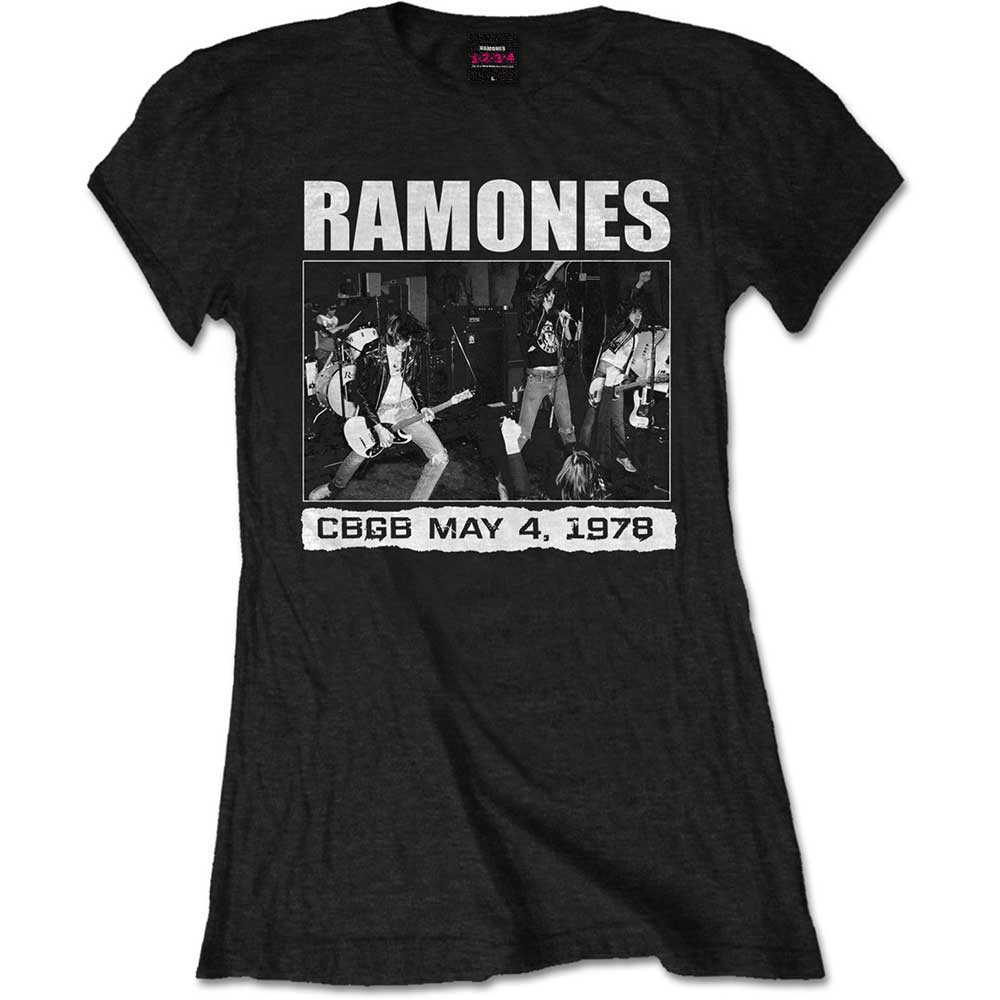 Maglietta Ramones Donna Skinny Fit – Ufficiale Con Logo Presidential Seal E Strass Brillanti – Nero